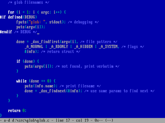 screenshot of DOS programming