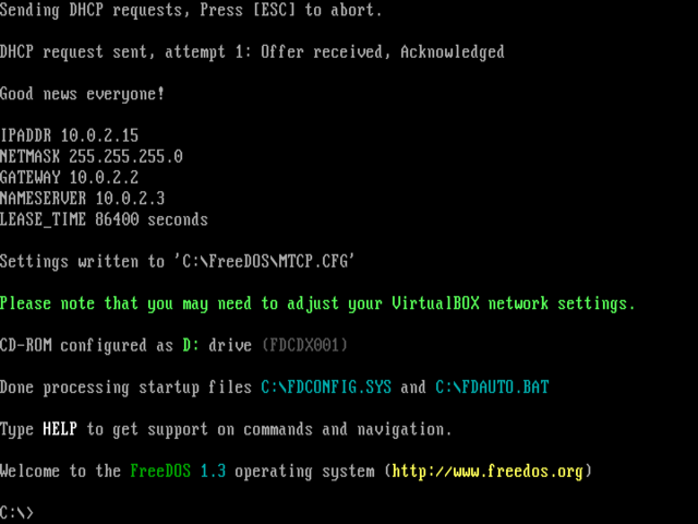 screenshot of FreeDOS 1.3