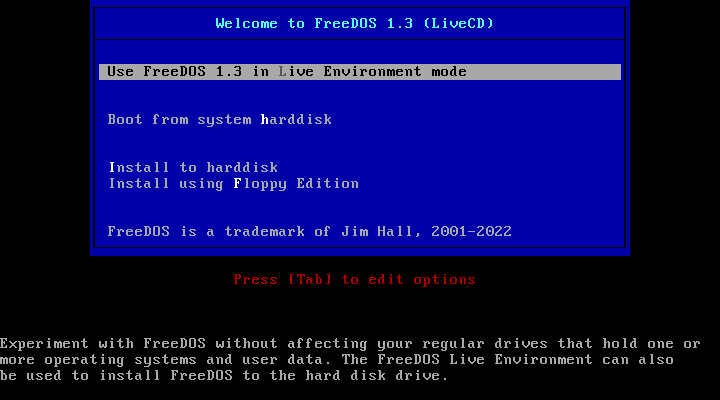 FreeDOS screenshot