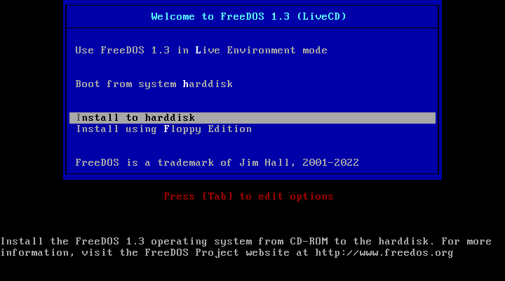 FreeDOS screenshot