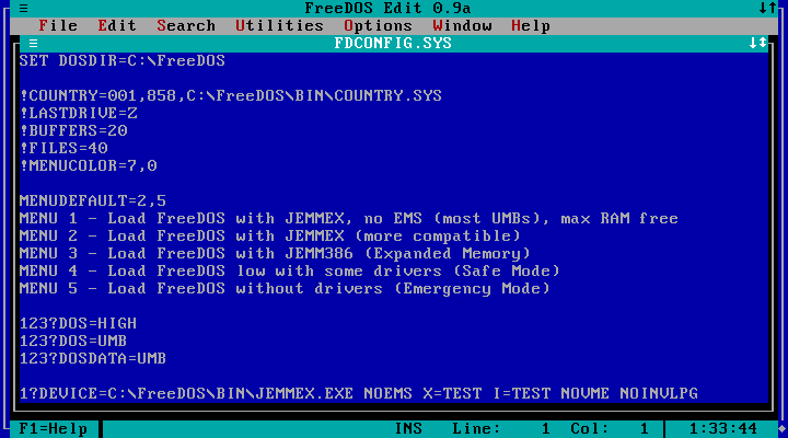 FreeDOS screenshot